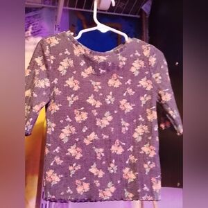 Wonder Nation Floral Long Sleeve Kids Tee - Blue and Pink